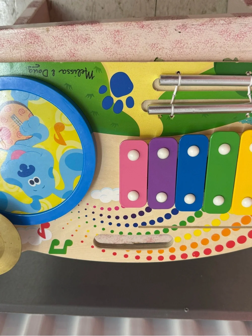 Wooden Rainbow Xylophone & Drum Activity Toy - Multicolor